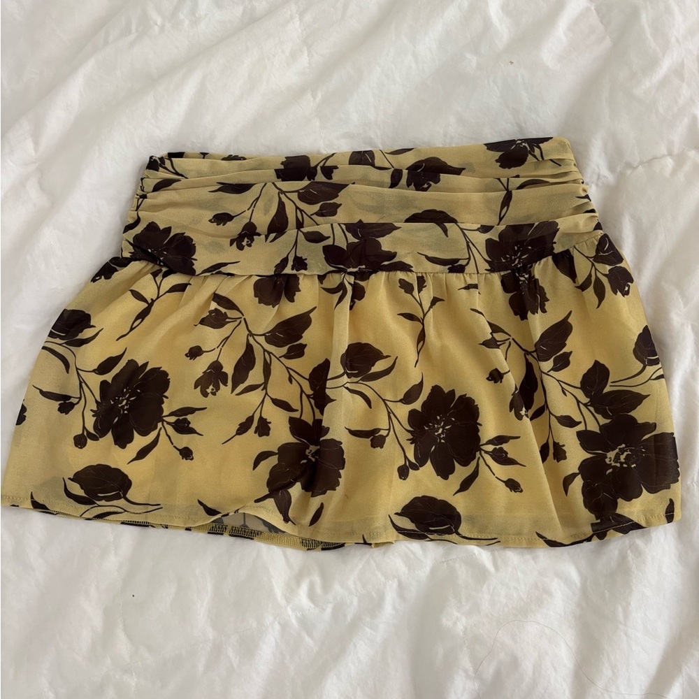 White Fox Boutique Brown and Black Bubble Mini Skirt